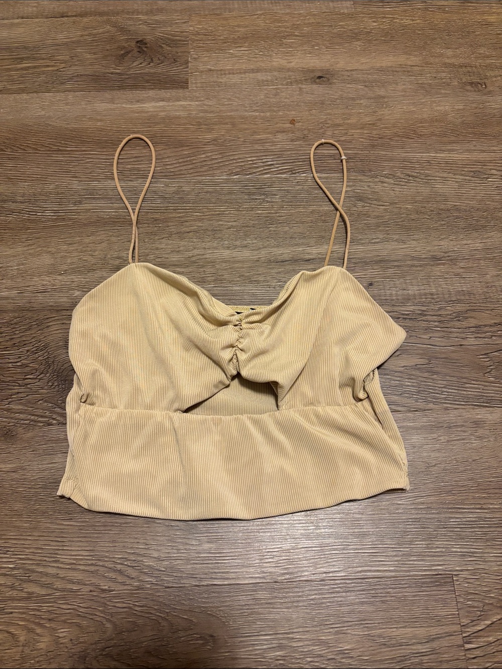 women’s tan cropped tank